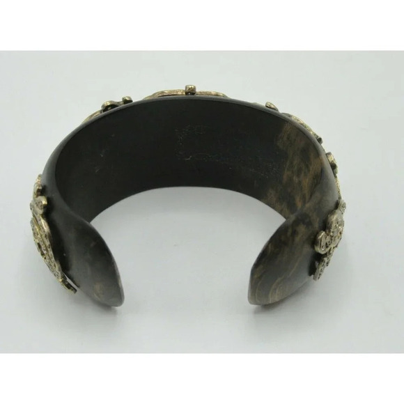 Isharya Wood Cuff Bracelet 18k Gold Vermeil Cubic Zirconia Small - Picture 9 of 16